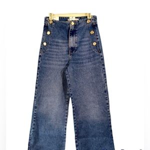 Zara Denim Wide Leg Cropped Jeans Sz 0